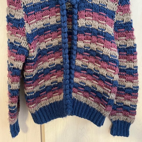Vintage Shapely Knits‎ Novelty Striped Cardigan Heavy Knit Sweater Womens Small - Picture 3 of 6